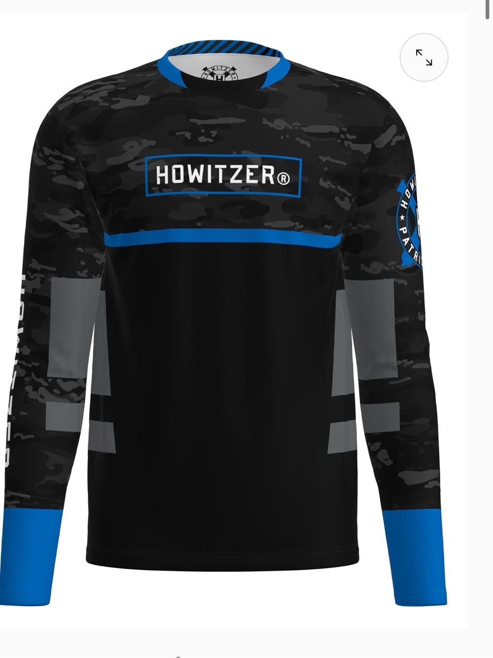Howitzer Logo Long Sleeve competition Jersey in Black and Blue